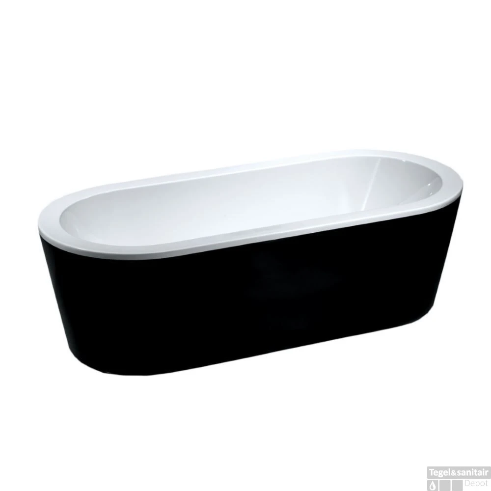 Ligbad Wiesbaden Nero Vrijstaand Acryl 178x80 Zwart Wit 1 Ligbad Wiesbaden Nero Vrijstaand Acryl 178x80 Zwart Wit