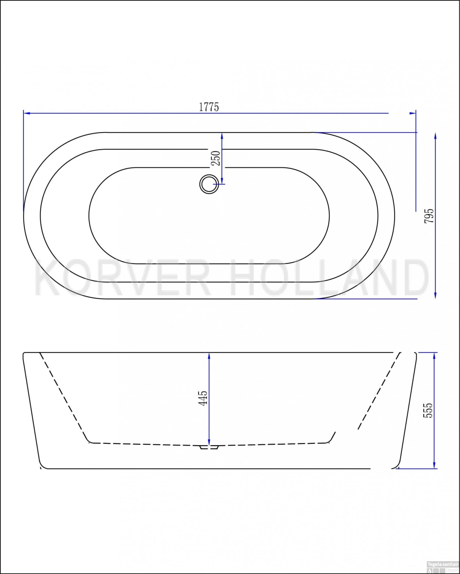 Ligbad Wiesbaden Nero Vrijstaand Acryl 178x80 Zwart Wit 2 Ligbad Wiesbaden Nero Vrijstaand Acryl 178x80 Zwart Wit - Afbeelding 2