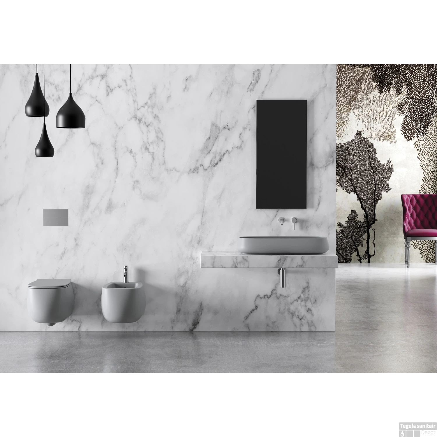 Wandcloset Salenzi Nur 55x35.5x37.5 Cm Keramiek Rimless Glanzend Wit (excl. Zitting) - Afbeelding 3