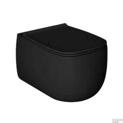 Wandcloset Salenzi Nur 55x35.5x37.5 Cm Keramiek Rimless Mat Zwart (excl. Zitting)