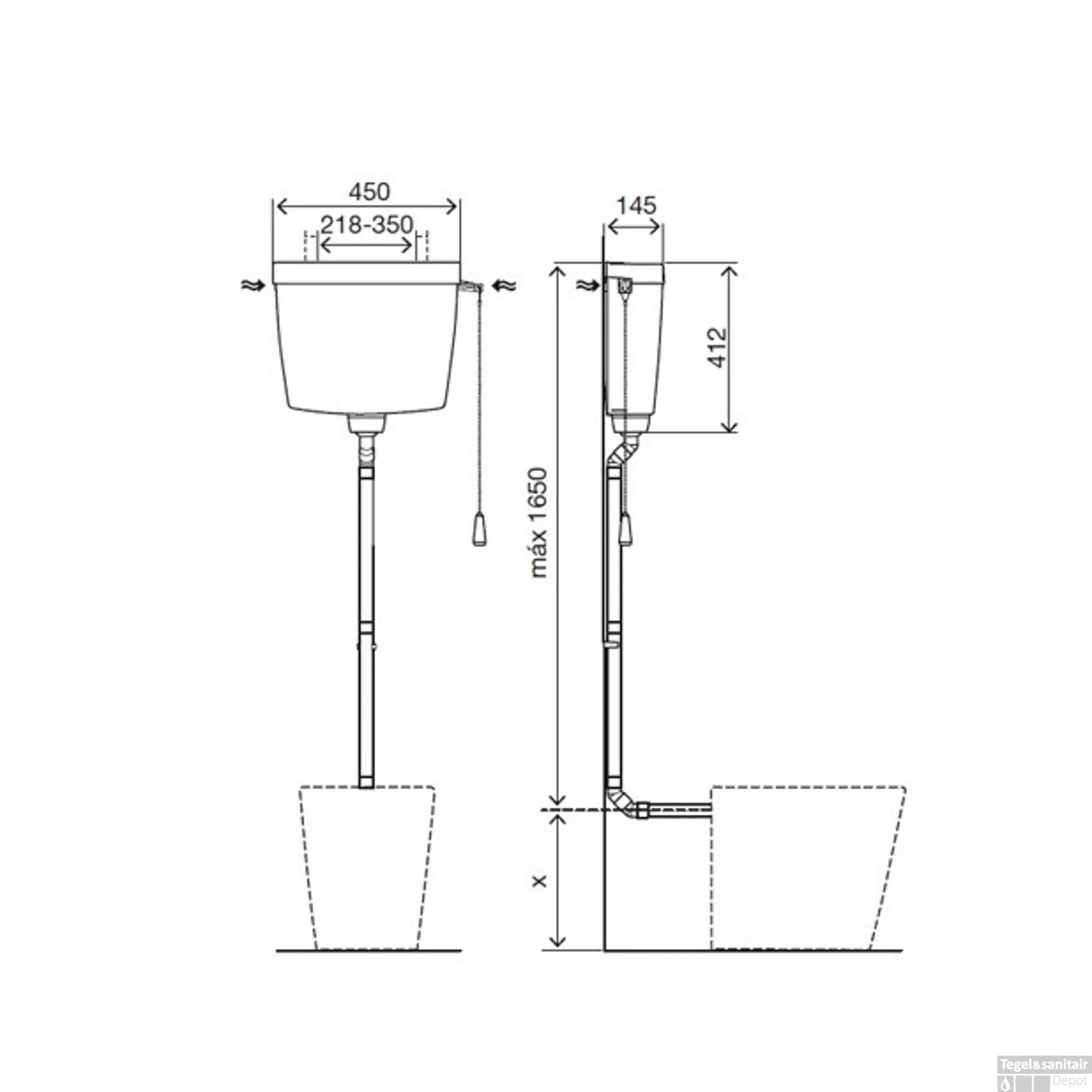 Reservoir Xellanz Geno Hooghangend Kunststof Wit 2 Reservoir Xellanz Geno Hooghangend Kunststof Wit - Afbeelding 2