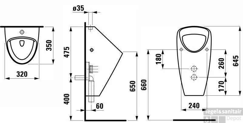 Laufen Caprino Urinoir Met Boveninlaat Wit 2 Laufen Caprino Urinoir Met Boveninlaat Wit - Afbeelding 2