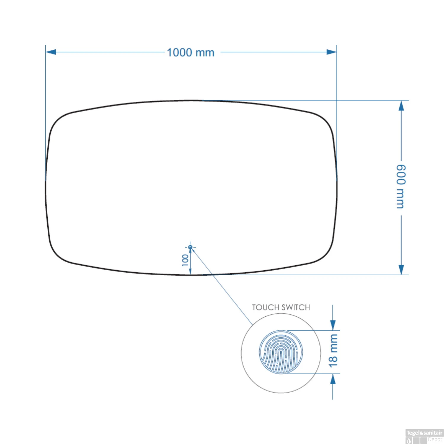 Badkamerspiegel BWS Torea 100x60cm Horizontaal LED Incl. Verwarming 3 Badkamerspiegel BWS Torea 100x60cm Horizontaal LED Incl. Verwarming - Afbeelding 3