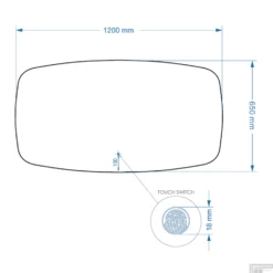 Badkamerspiegel BWS Torea 120x65cm Horizontaal LED Incl. Verwarming -Zalig Baden Verkoopwinkel 33768 162060 tech