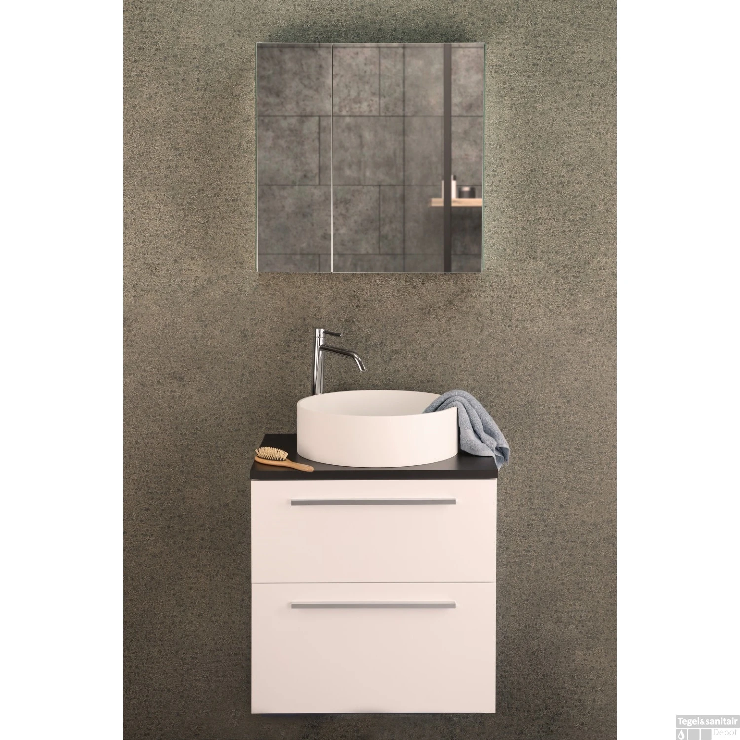 Wastafel Differnz Fit Met 2 Lades Inclusief Bovenblad 60 Cm Mat Wit 2 Wastafel Differnz Fit Met 2 Lades Inclusief Bovenblad 60 Cm Mat Wit - Afbeelding 2