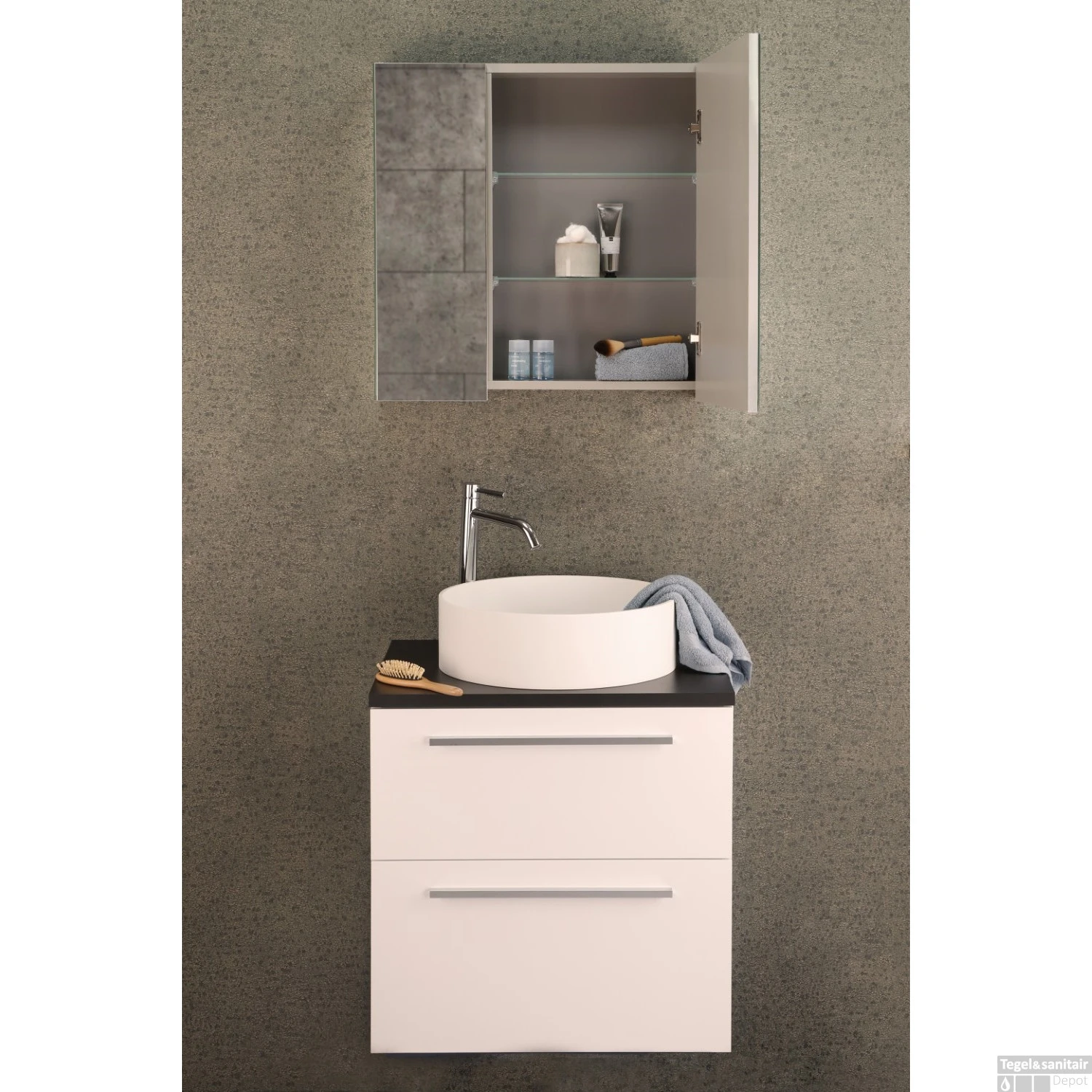 Wastafel Differnz Fit Met 2 Lades Inclusief Bovenblad 60 Cm Mat Wit 4 Wastafel Differnz Fit Met 2 Lades Inclusief Bovenblad 60 Cm Mat Wit - Afbeelding 4