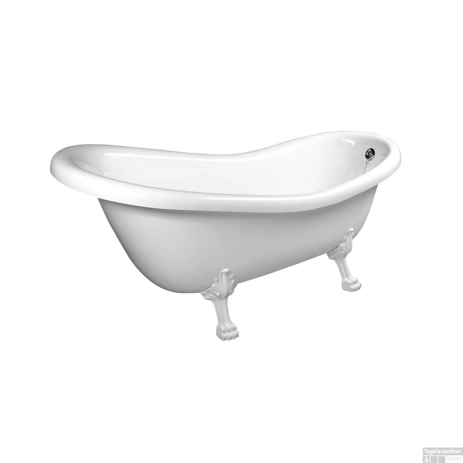 Vrijstaand Bad Sapho Retro 158x73x72 Cm Wit Met Leeuwenpoten