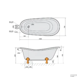 Vrijstaand Bad Sapho Retro 158x73x72 Cm Wit Met Leeuwenpoten Brons 11 Vrijstaand Bad Sapho Retro 158x73x72 Cm Wit Met Leeuwenpoten Brons -Zalig Baden Verkoopwinkel 37132 vrijstaand bad sapho retro 158x73x72 cm wit met leeuwenpoten brons 5