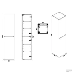 Hoge Kast 160 Cm Wiesbaden Vision 160x35x35 Grey Oak (2 Deuren) -Zalig Baden Verkoopwinkel 38.3930 1 1