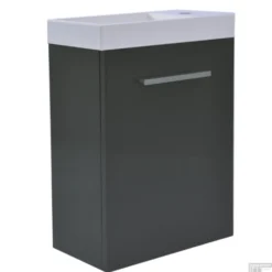 Fonteinkast Vision Met Mineraalmarmer Fontein 40cm Hoogglans Grijs