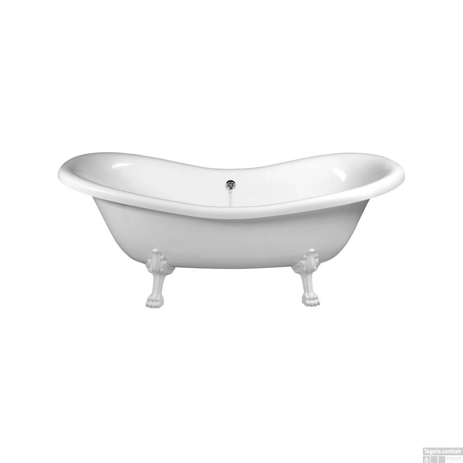 Vrijstaand Bad Sapho Charleston 188x80x71 Cm Wit Met Leeuwenpoten 2 Vrijstaand Bad Sapho Charleston 188x80x71 Cm Wit Met Leeuwenpoten - Afbeelding 2