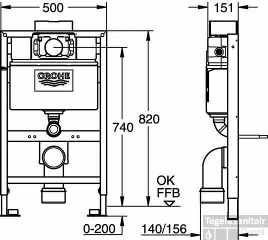 Grohe Rapid Sl Wc Element Laag 0,82mtr. 3 Grohe Rapid Sl Wc Element Laag 0,82mtr. - Afbeelding 3