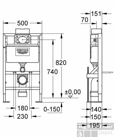 Grohe Rapid Sl Wc Element Vrijst.0,8 M. 3 Grohe Rapid Sl Wc Element Vrijst.0,8 M. - Afbeelding 3