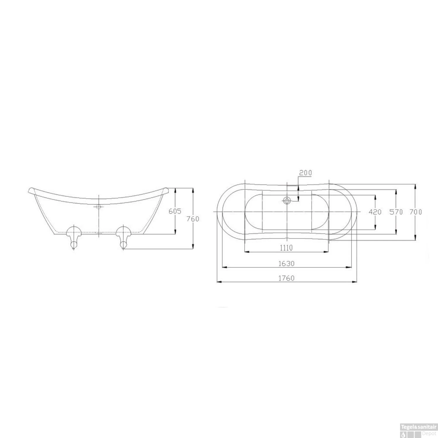 Vrijstaand Bad Best Design Double Ended Nostalgisch 175x72x79 Cm 2 Vrijstaand Bad Best Design Double Ended Nostalgisch 175x72x79 Cm - Afbeelding 2