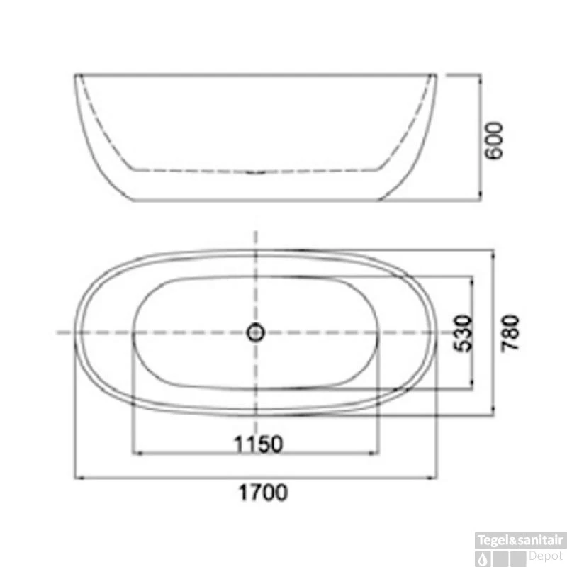 Vrijstaand Bad Best Design Moderna 170x78x60 Cm Acryl Glans Wit 2 Vrijstaand Bad Best Design Moderna 170x78x60 Cm Acryl Glans Wit - Afbeelding 2