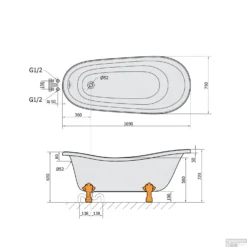 Vrijstaand Bad Sapho Retro 169x75x72 Cm Wit Met Leeuwenpoten -Zalig Baden Verkoopwinkel 42112 vrijstaand bad sapho retro 169x75x72 cm wit met leeuwenpoten 4