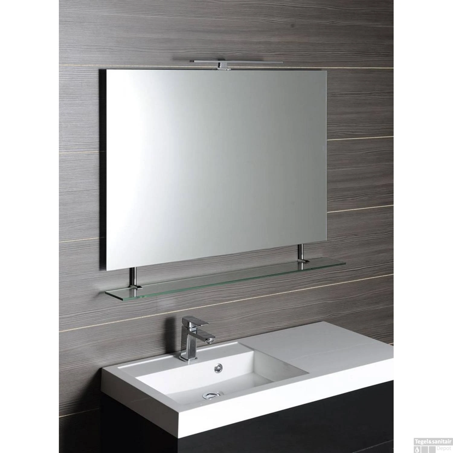 Badkamerspiegel Sapho Wega 100x80 Cm Met Planchet Glas 2 Badkamerspiegel Sapho Wega 100x80 Cm Met Planchet Glas - Afbeelding 2