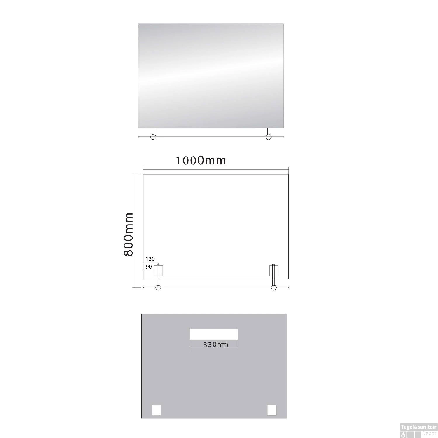 Badkamerspiegel Sapho Wega 100x80 Cm Met Planchet Glas 4 Badkamerspiegel Sapho Wega 100x80 Cm Met Planchet Glas - Afbeelding 4