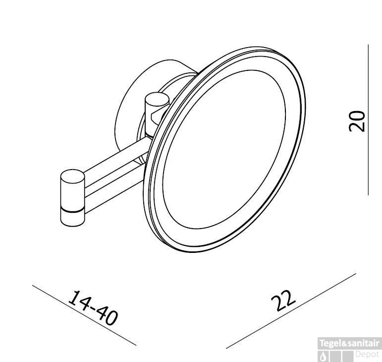 B&w-luxury Happy Cosmeticaspiegel 2-arm.m/led Verlicht./schakl.(3x) Chroom 2 B&w-luxury Happy Cosmeticaspiegel 2-arm.m/led Verlicht./schakl.(3x) Chroom - Afbeelding 2