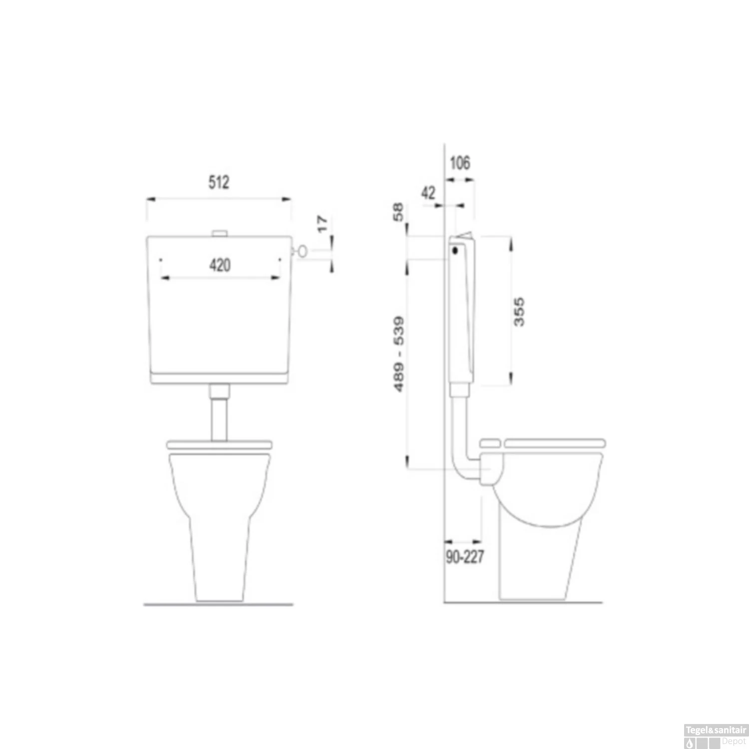 Laaghangend Reservoir Wisa 550 Single Flush 6 Tot 9 Liter Instelbaar Wit 2 Laaghangend Reservoir Wisa 550 Single Flush 6 Tot 9 Liter Instelbaar Wit - Afbeelding 2