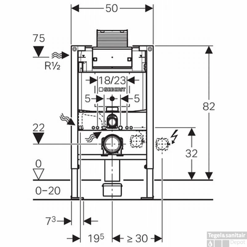 Geberit Duofix Omega Inbouwreservoir H82 Front/planchetbediening 2 Geberit Duofix Omega Inbouwreservoir H82 Front/planchetbediening - Afbeelding 2