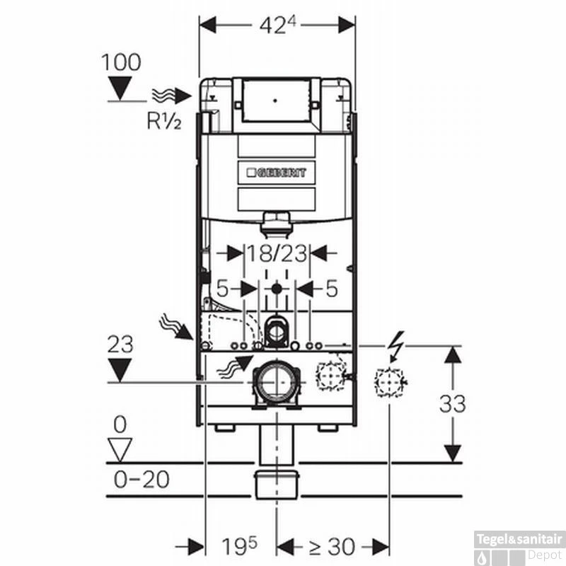 Geberit Inbouwreservoir | Gis Omega | Front/Planchetbediening | Hoogte 114cm 2 Geberit Inbouwreservoir | Gis Omega | Front/Planchetbediening | Hoogte 114cm - Afbeelding 2