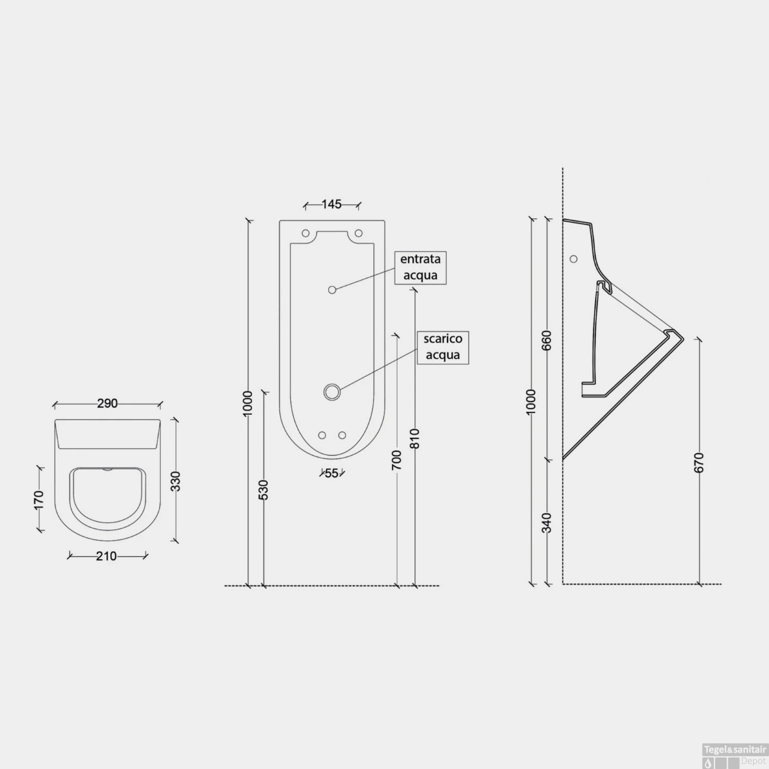 Urinoir Salenzi Hung Achterinlaat Mat Zwart 3 Urinoir Salenzi Hung Achterinlaat Mat Zwart - Afbeelding 3
