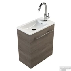 B&w-luxury Fortuna Fonteinmeubel Deur Rechts Fontein-kraan-sifon-plug Grijs Eiken 50