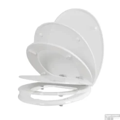 Toiletzitting Allibert Sunshine Geperst Hout 36,8x6,1x44 Cm Soft-Close Wit