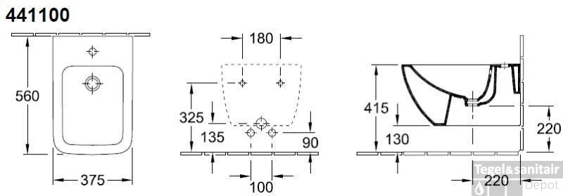 Villeroy & Boch Venticello Wandbidet 37x56 Cm. 1x Kraangat M/overloop Wit 2 Villeroy & Boch Venticello Wandbidet 37x56 Cm. 1x Kraangat M/overloop Wit - Afbeelding 2