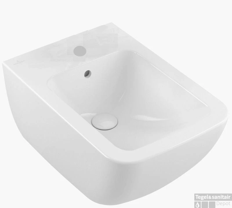 Villeroy & Boch Venticello Wandbidet 37x56 Cm. 1x Kraangat M/overloop Wit 1 Villeroy & Boch Venticello Wandbidet 37x56 Cm. 1x Kraangat M/overloop Wit
