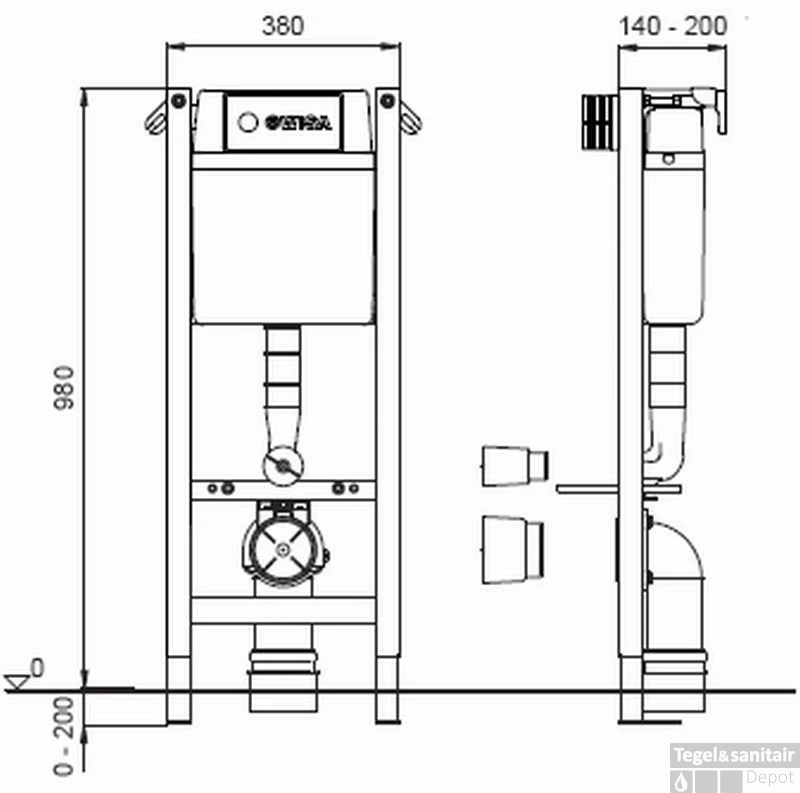 Wisa Xt Wc Inbouwelement Wandcloset 98 Cm. Frontbediening 2 Wisa Xt Wc Inbouwelement Wandcloset 98 Cm. Frontbediening - Afbeelding 2