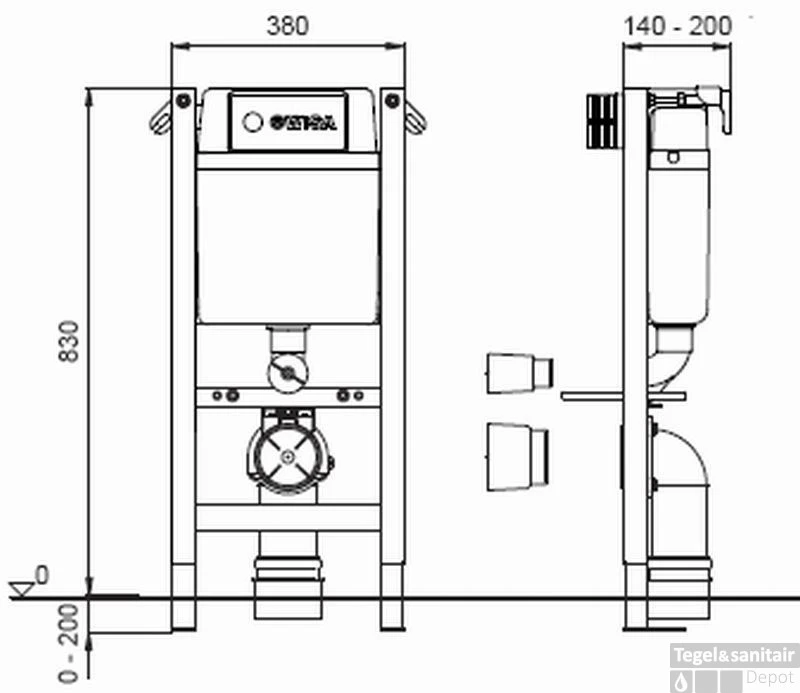 Wisa Xt Wc Inbouwelement Wandcloset 83 Cm. Frontbediening 2 Wisa Xt Wc Inbouwelement Wandcloset 83 Cm. Frontbediening - Afbeelding 2