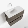 MONDIAZ ADA 60cm Toiletmeubel Dark Brown. LEX Wastafel Talc Links Zonder Kraangat