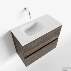 MONDIAZ ADA 60cm Toiletmeubel Dark Brown. LEX Wastafel Talc Links Zonder Kraangat