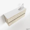 MONDIAZ ADA 100cm Toiletmeubel Light Brown Grey. LEX Wastafel Talc Rechts 1 Kraangat
