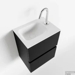 MONDIAZ ADA 40cm Toiletmeubel Urban. LEX Wastafel Talc Rechts 1 Kraangat