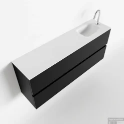 MONDIAZ ADA 120cm Toiletmeubel Urban. LEX Wastafel Talc Rechts 1 Kraangat