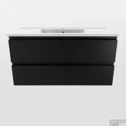 MONDIAZ AIVY 100cm Badmeubel Urban, Wastafel Glanzend Wit Keramiek Midden 1 Kraangat Met Spiegel -Zalig Baden Verkoopwinkel aivy set1 zwart 2lades denia wit kg 00046