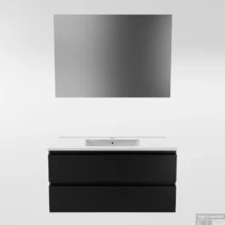 MONDIAZ AIVY 100cm Badmeubel Urban, Wastafel Glanzend Wit Keramiek Midden 1 Kraangat Met Spiegel -Zalig Baden Verkoopwinkel aivy set2 zwart 2lades denia wit kg s 00046