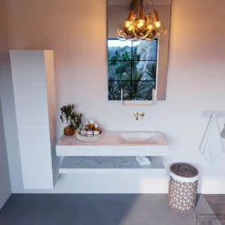 MONDIAZ ALAN-DLUX 120cm Planchet Opalo. Vrijhangende Wastafel CLOUD Rechts Zonder Kraangat, Kleur Opalo. -Zalig Baden Verkoopwinkel alan dluxe vrijhangend cloud opalo planchet opalo front2 0022 1945013856286