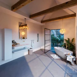 MONDIAZ ALAN-DLUX 120cm Planchet Opalo. Vrijhangende Wastafel CLOUD Rechts Zonder Kraangat, Kleur Opalo. -Zalig Baden Verkoopwinkel alan dluxe vrijhangend cloud opalo planchet opalo side 0022 1945013856288