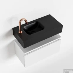 MONDIAZ ANDOR 60cm Toiletmeubel Talc. LEX 60cm Wastafel Urban Links 1 Kraangat