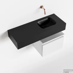 MONDIAZ ANDOR 40cm Toiletmeubel Talc. LEX 80cm Wastafel Urban Rechts Geen Kraangat