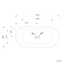 Vrijstaand Ligbad Arcqua Costilla 170x80 Acryl Glans Wit -Zalig Baden Verkoopwinkel bad105771 costilla vrijstaand ligbad 170x80 acryl glans wit maattekening boven