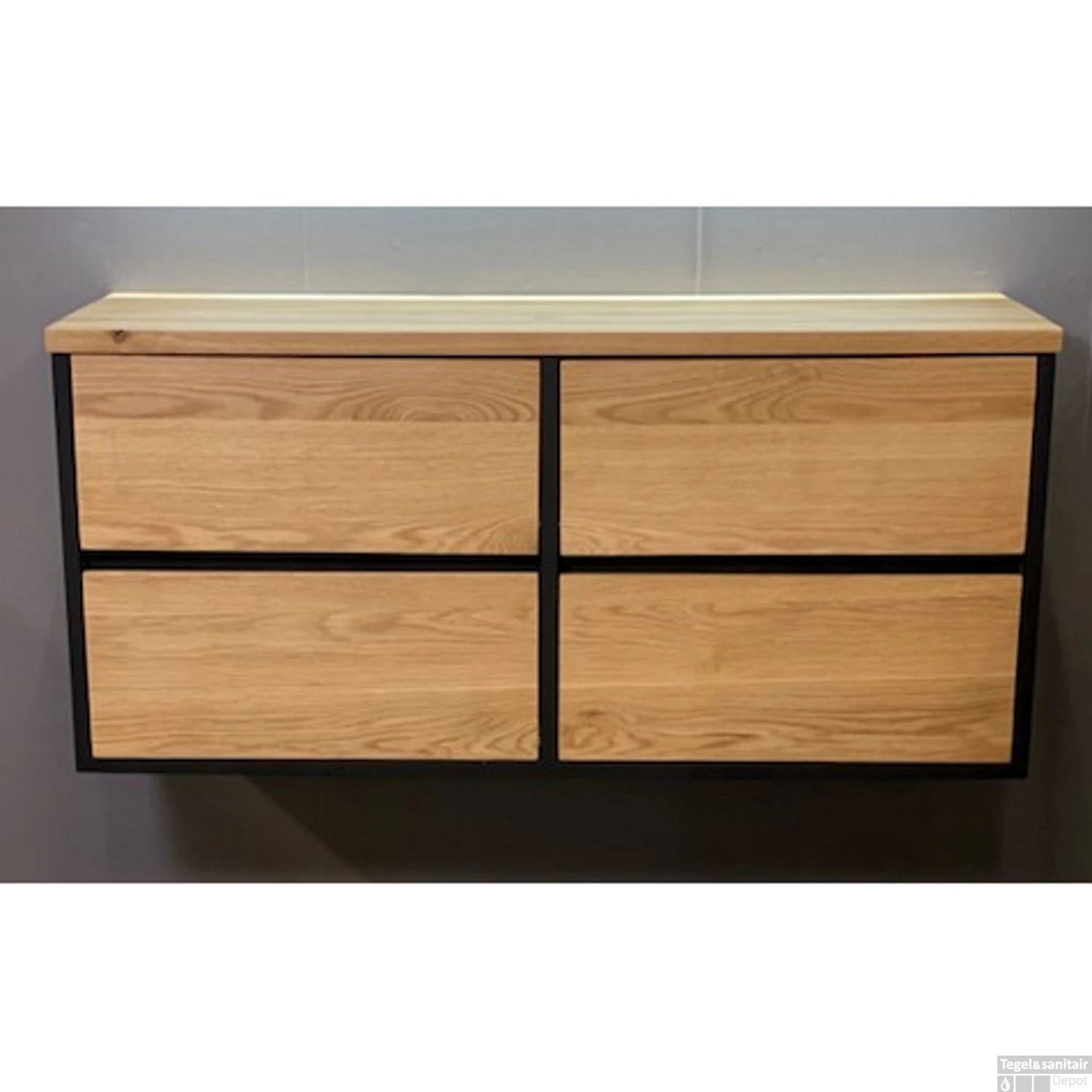 Badkamerkast Casajoy Metallic Serie 120x46x55cm Vier Lades Eiken 2 Badkamerkast Casajoy Metallic Serie 120x46x55cm Vier Lades Eiken - Afbeelding 2