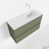 MONDIAZ ADA 80cm Toiletmeubel Army. LEX Wastafel Talc Rechts Zonder Kraangat