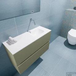 MONDIAZ ADA 80cm Toiletmeubel Army. LEX Wastafel Talc Rechts Zonder Kraangat -Zalig Baden Verkoopwinkel badkamermeubel ada army model lex talc top 0018