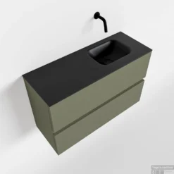 MONDIAZ ADA 80cm Toiletmeubel Army. LEX Wastafel Urban Rechts Zonder Kraangat