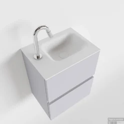 MONDIAZ ADA 40cm Toiletmeubel Cale. LEX Wastafel Talc Links 1 Kraangat